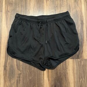 Athletic Works Black Women's Athletic Mesh Shorts with Drawstring